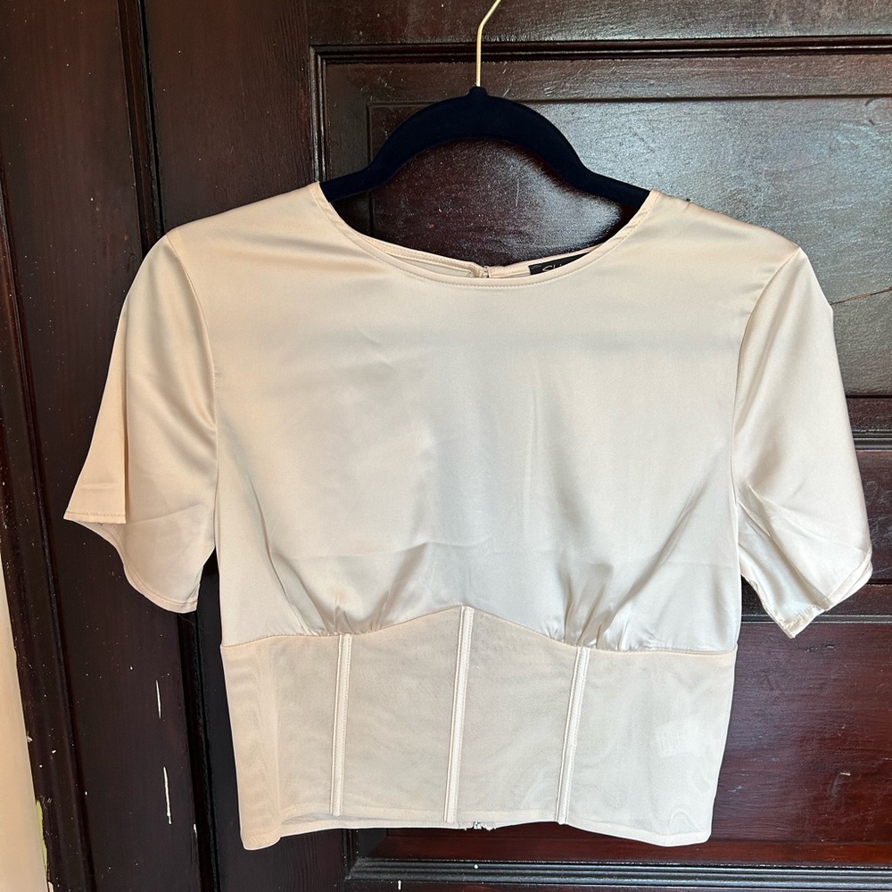 Shinestar white blouse with corset bottom; size M